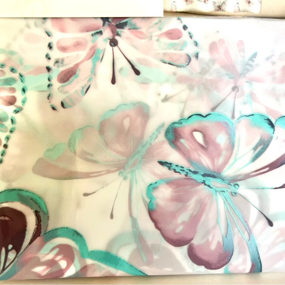 Blue & Lavender Butterflies in Flight Peva Shower Curtain Spring Garden